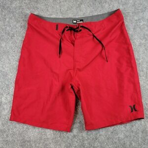 Hurley Mens Red Board Shorts Swim Trunks Size 34 Recycled Polyester 923820